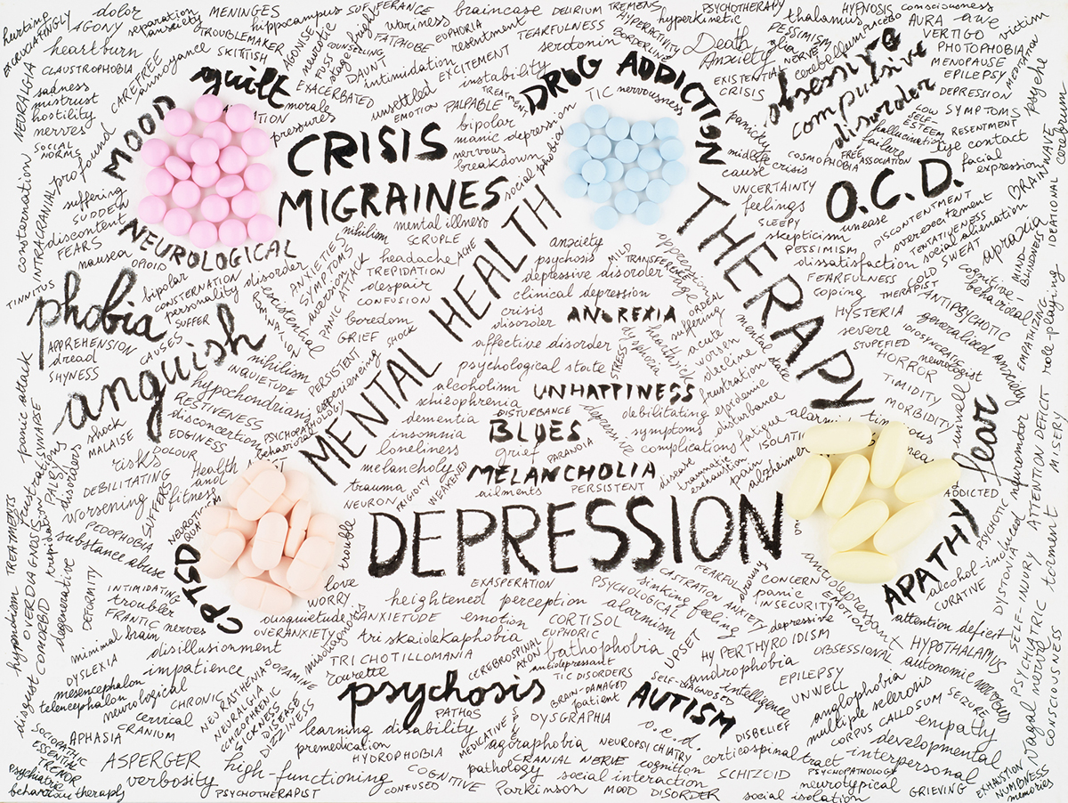 mental health concept with medicine and drugs for dealing with it